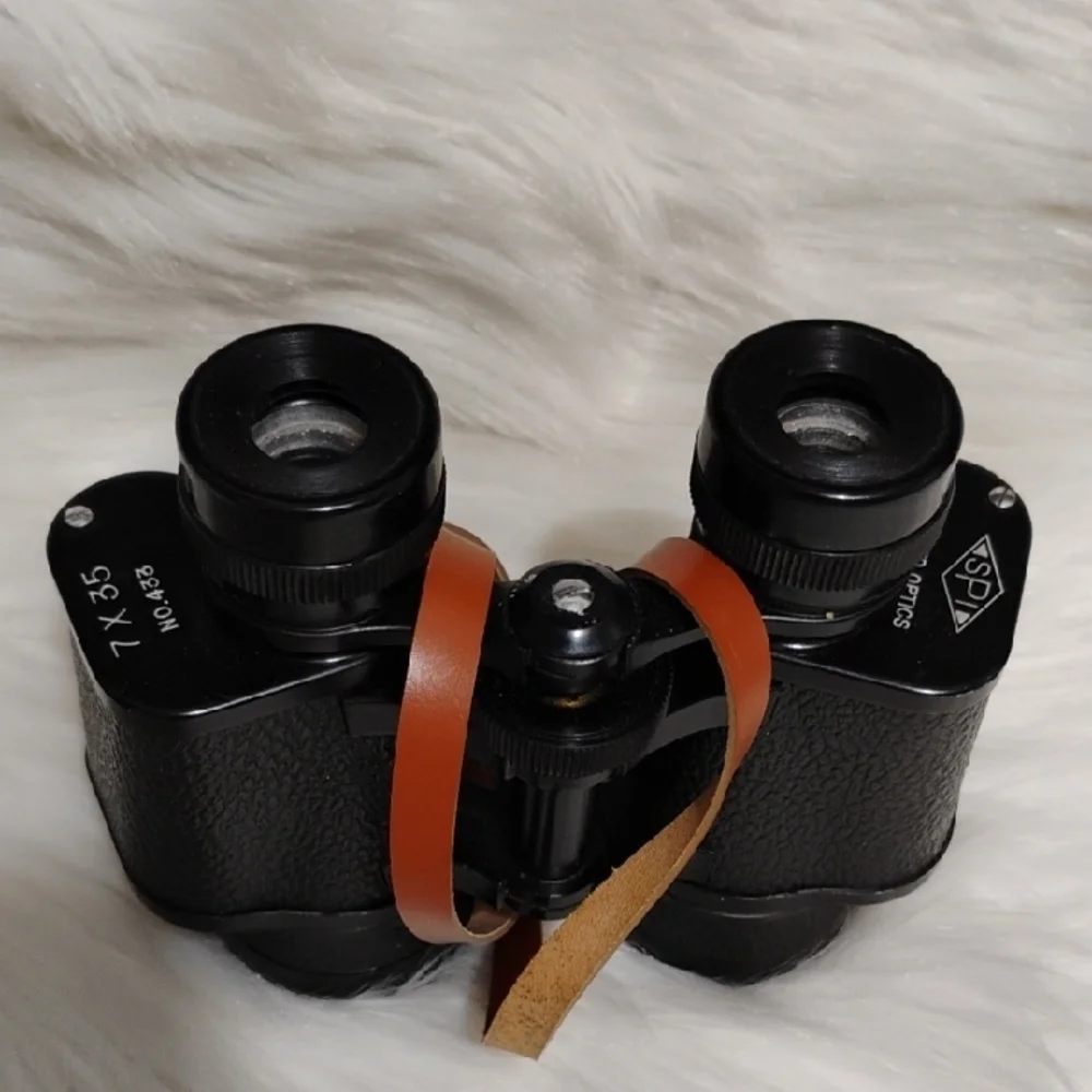 SPI Black Binoculars with Tan Strap 7x35